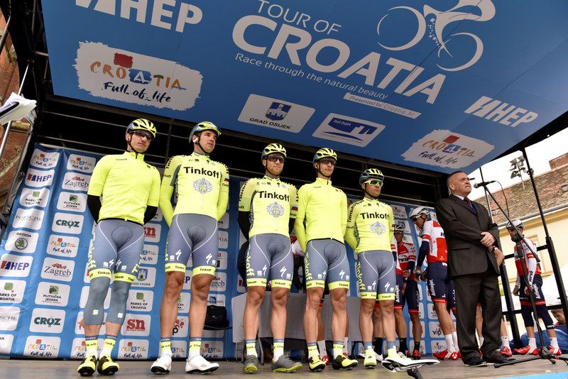 The Tinkoff team presented to the crowd