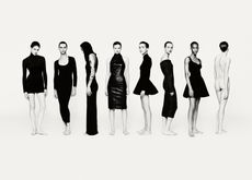 Line up of women in Alaïa black dresses