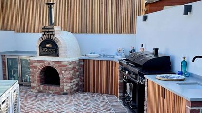 brick flooring outdoor kitchen 