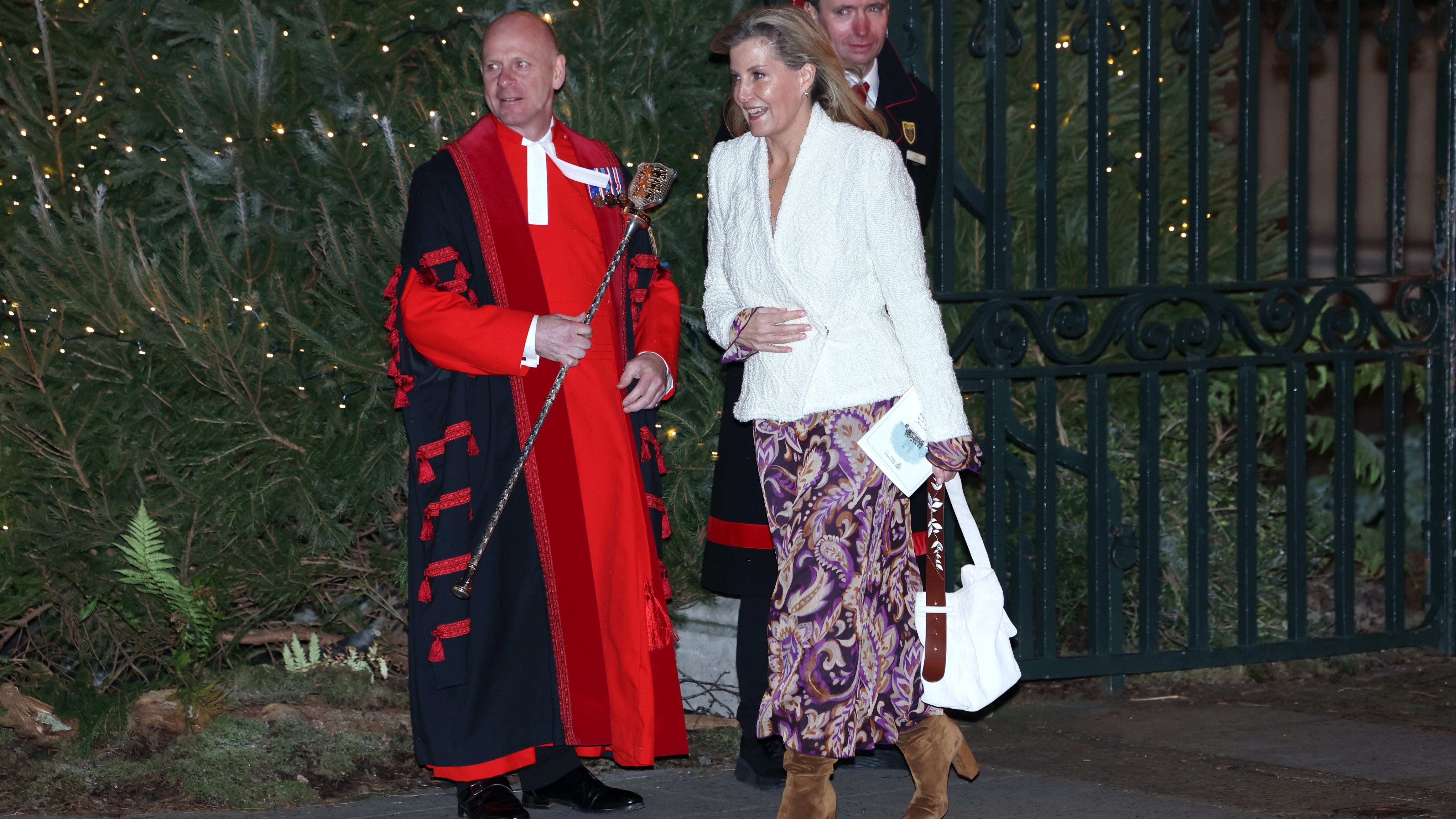 Sophie, Duchess of Edinburgh departs from the 'Together At Christmas' Carol Service at Westminster Abbey on December 06, 2024