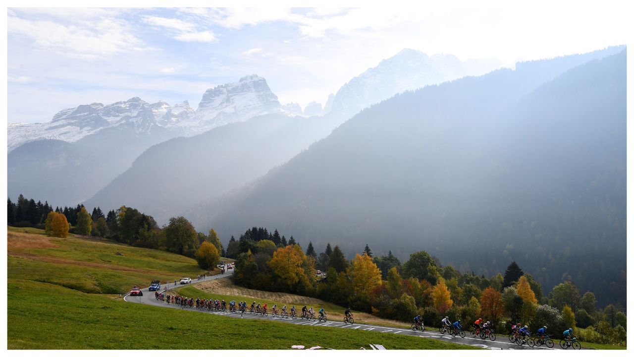 The peloton during the 103rd Giro d&#039;Italia 2020, Stage 18 a 207km stage from Pinzolo to Laghi di Cancano