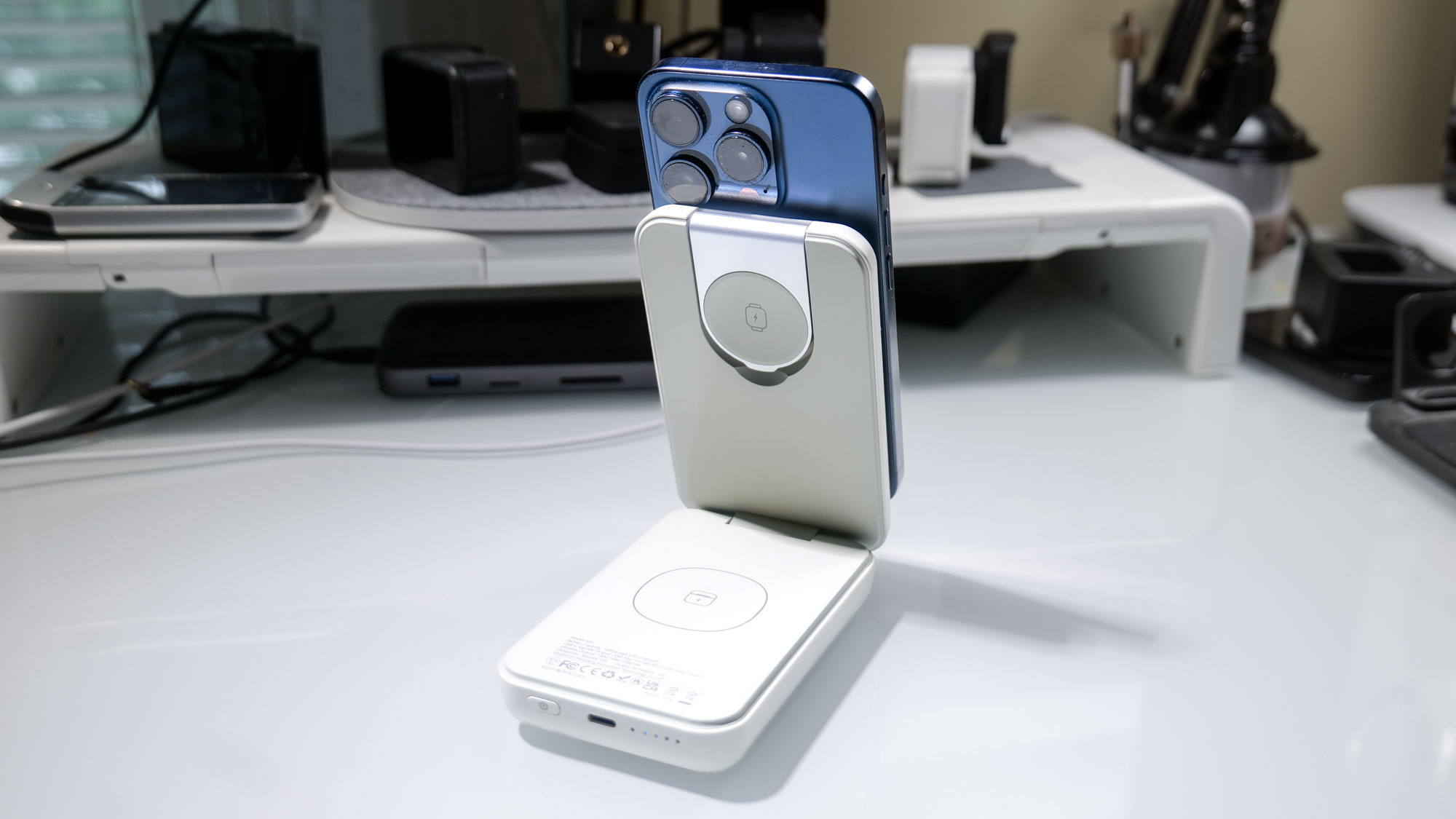 Rorry 3-in-1 Portable 10000 mAh Charger on desk.