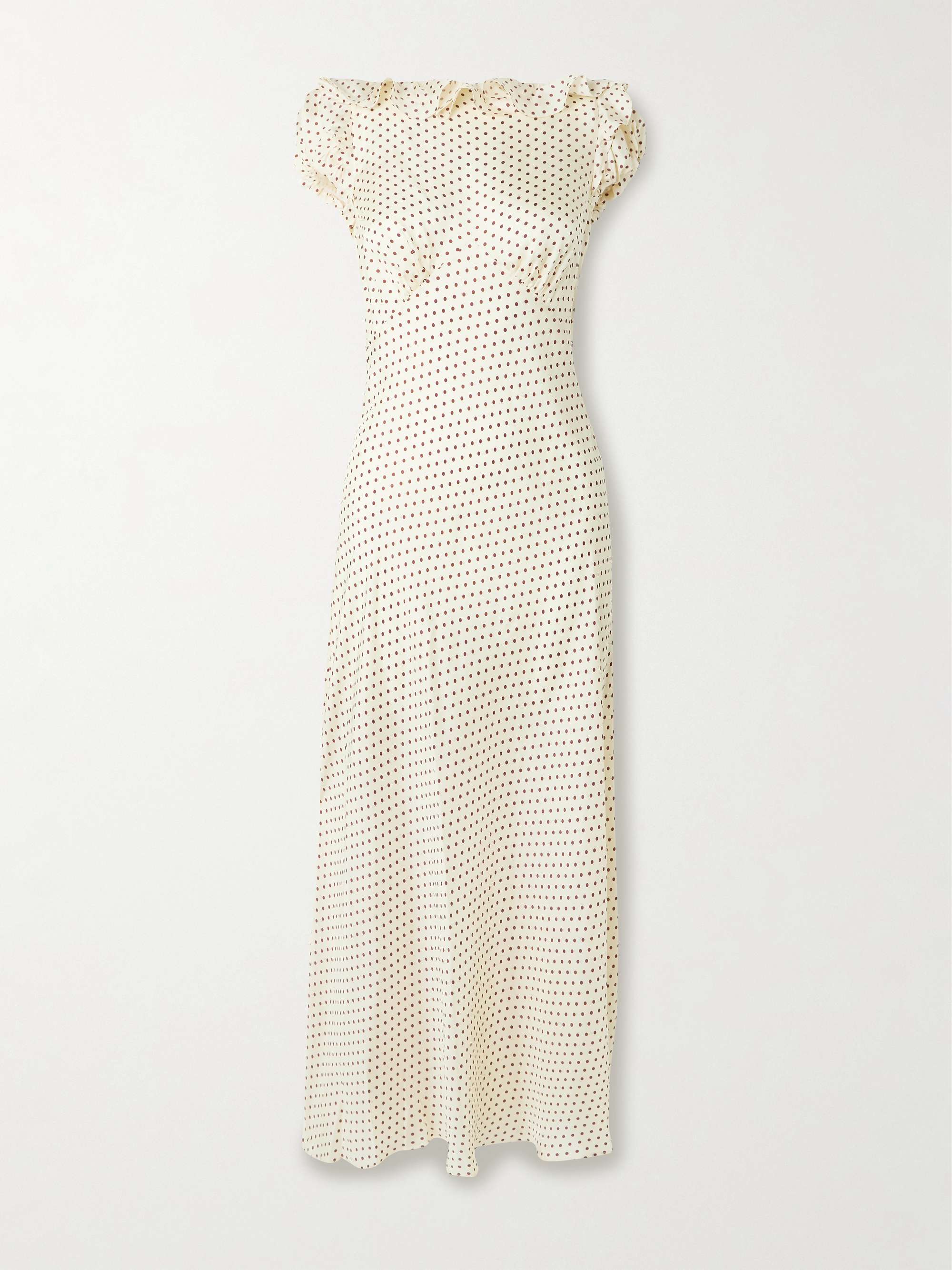 Emerence Ruffled Polka-Dot Silk-Blend Twill Midi Dress