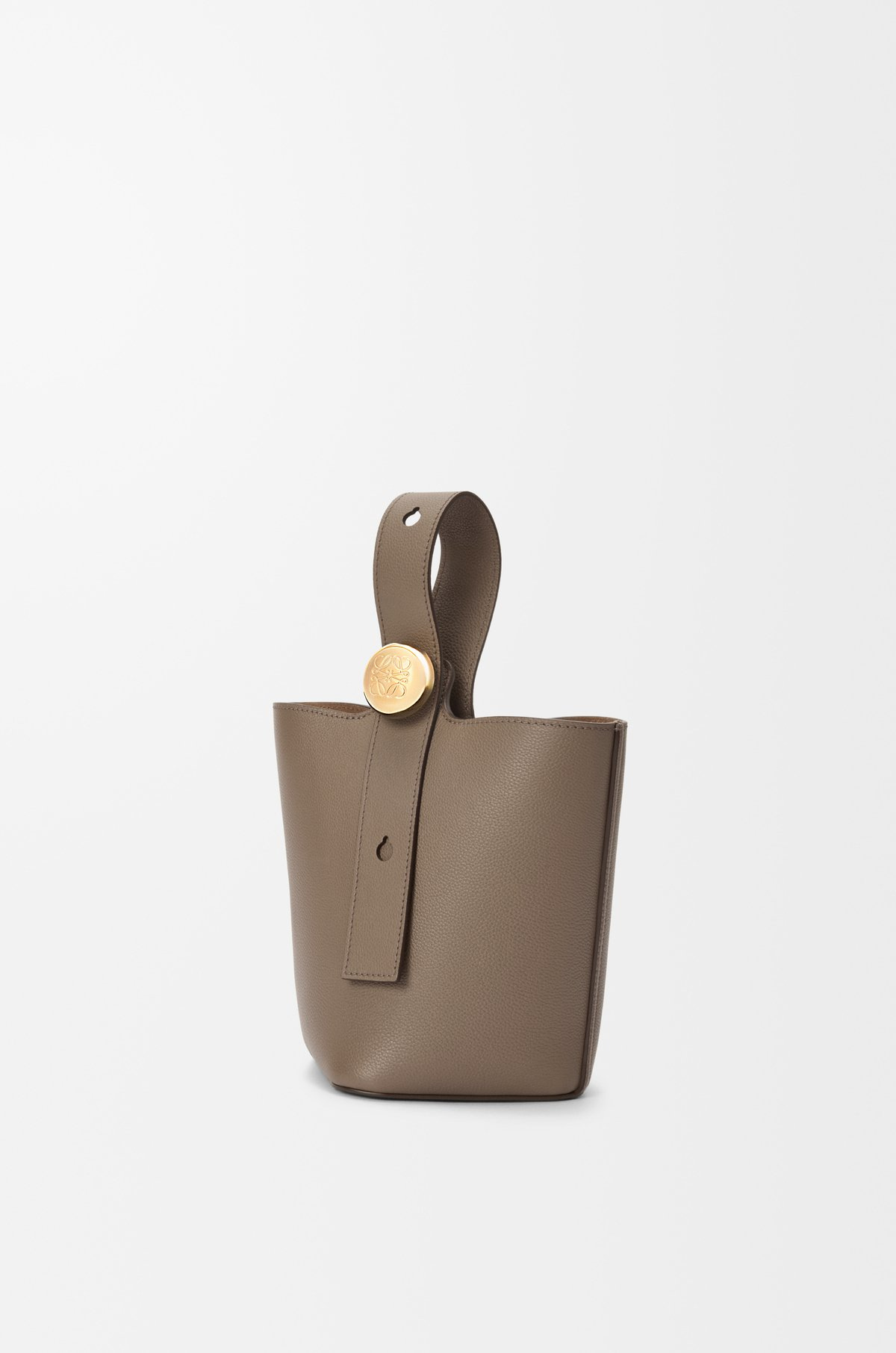 A taupe Loewe bucket bag