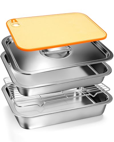 Matchwaves 5 in 1 Grill Prep Tray and Carry System, Large Grilling Prep and Serve Trays With Lid and Cutting Board, Deep Meat Marinating Container as Bbq Grilling Gift, Home Series, Xl