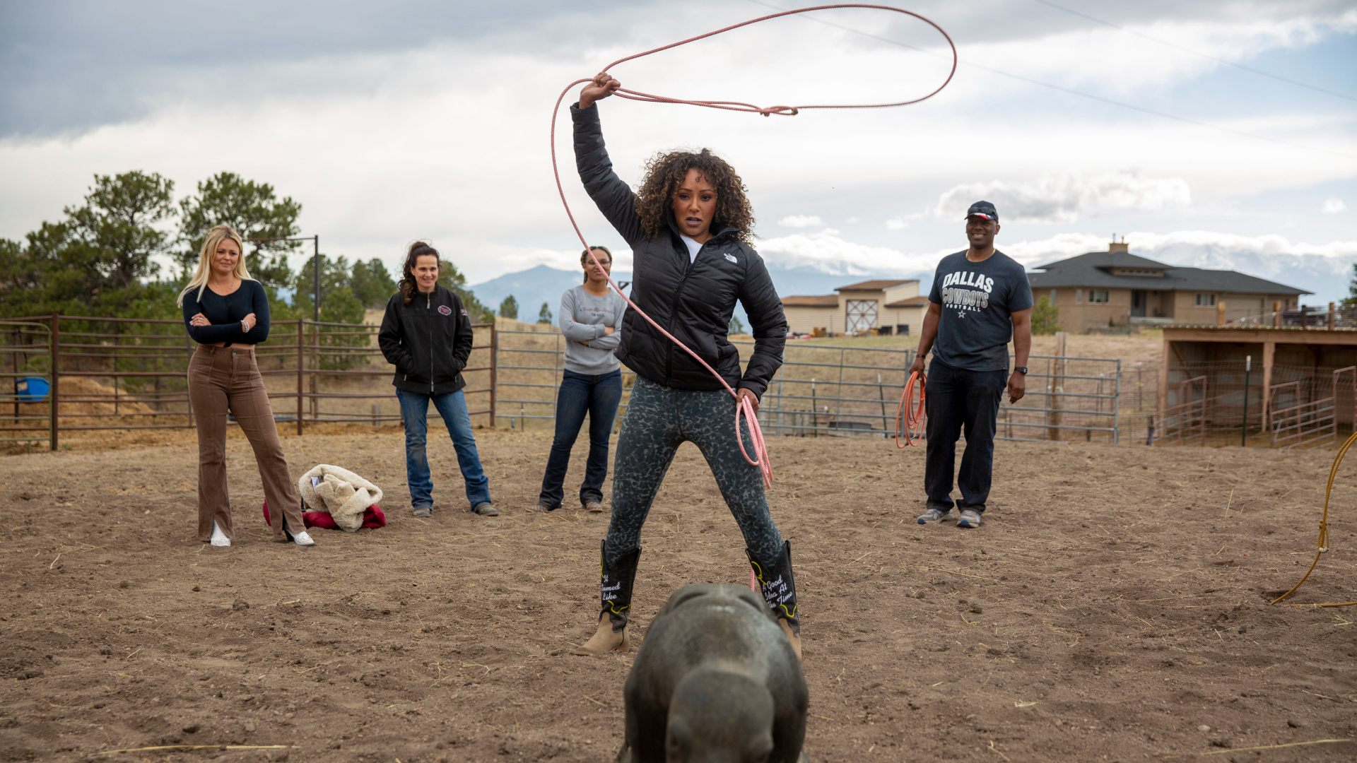 Mel B swinging a lasso in Trailblazers