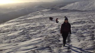 hiking in winter in scotland with friends