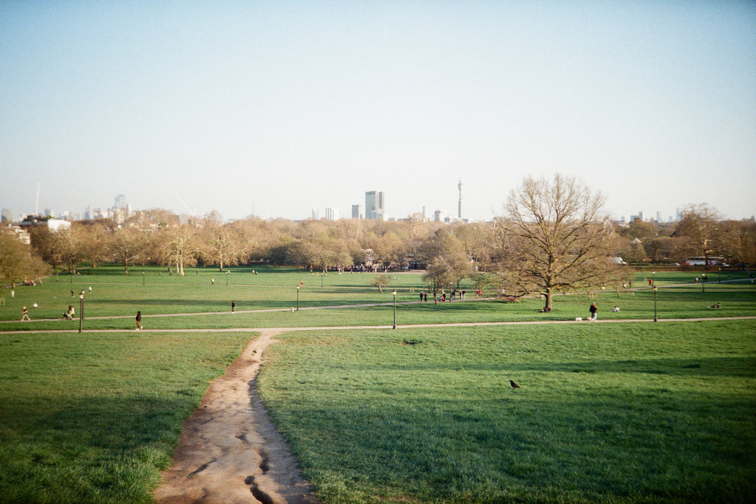 Sample photograph from the Lomo MC-A shot on Lomography 400, showing scenes from London's Primrose Hill
