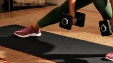 Person exercising on the Peloton Reversible Workout Mat