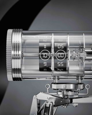Hour and minutes shown on Bucherer Exclusives L’Epée Time Machine kinetic sculpture