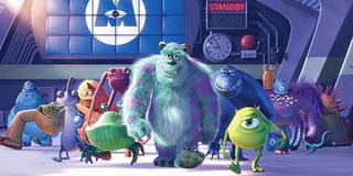 Cast of Pixar's Monsters Inc walking together like The Right Stuff