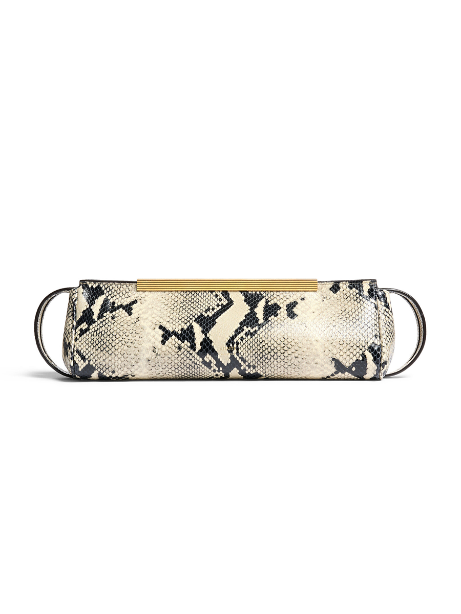 Donna Pyhton-Effect Leather Clutch