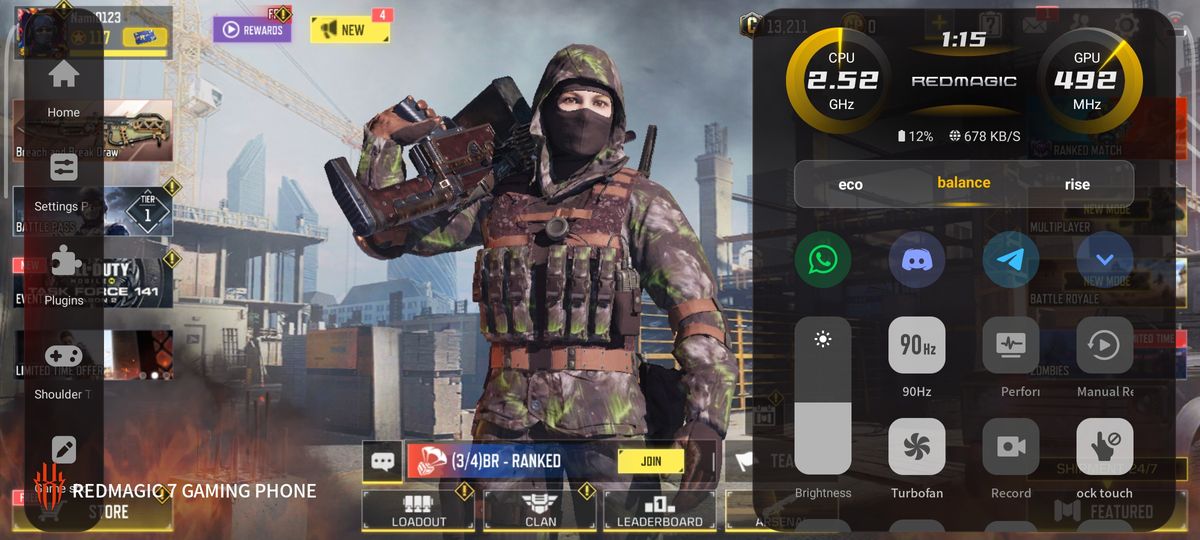 RedMagic 7 phone Game Space interface screenshot