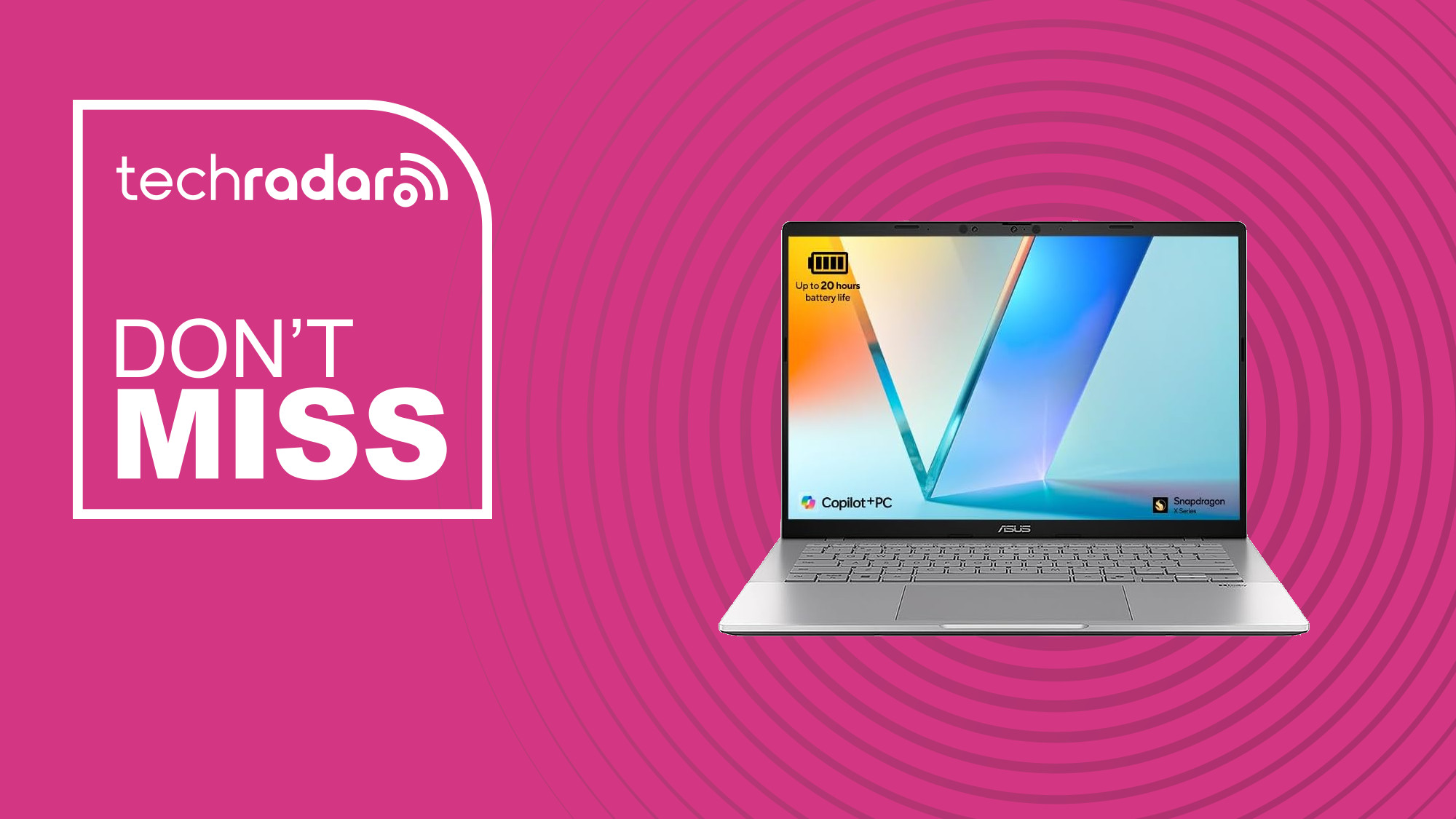 Asus Vivobook S 14 on a pink background