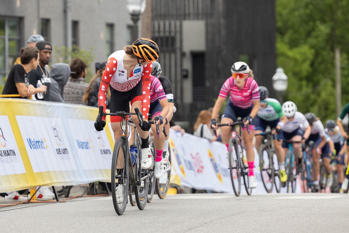 Austin Killips (ATX Wolfpack p/b ProBikeKit) put in an effort on the climb to to the finish to grab the mid-race KOM points and secure the overall jersey.