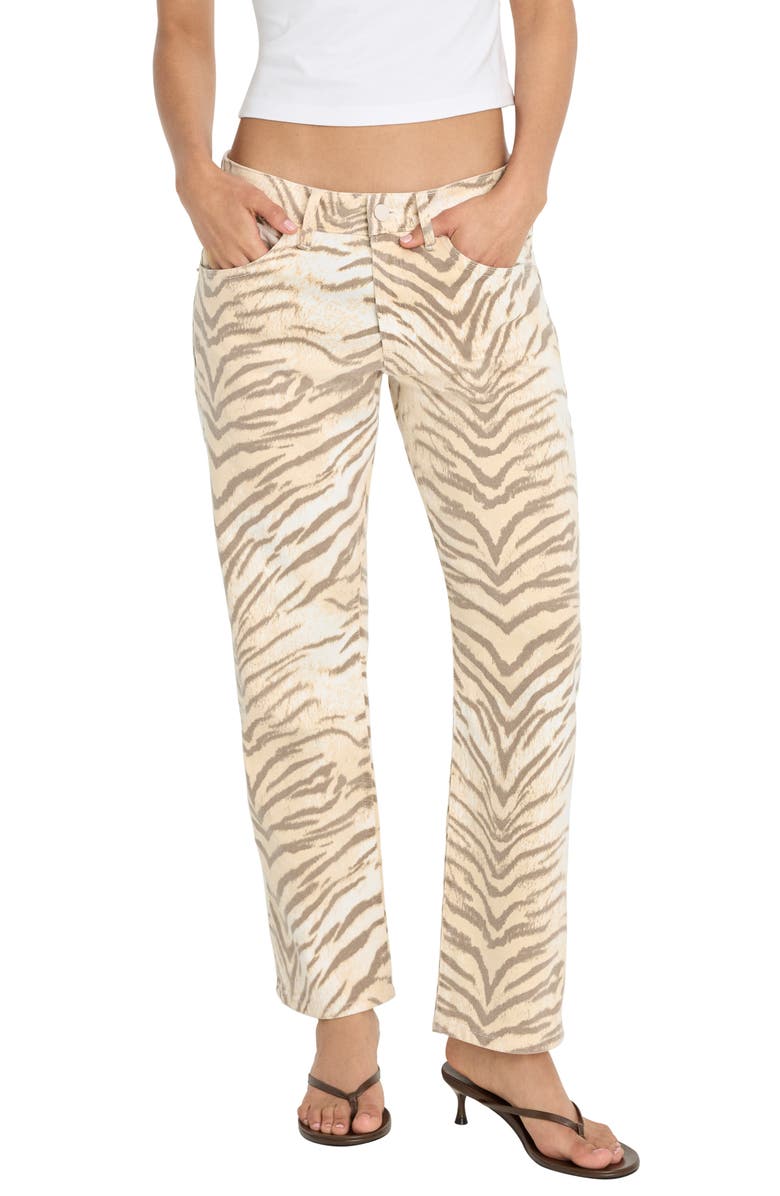 Tiger Print Ankle Straight Leg Jeans
