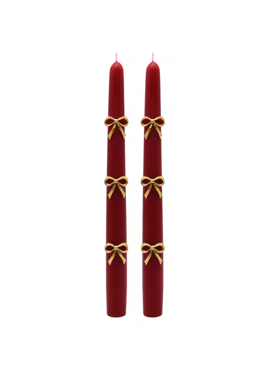 Taper Candles with Bows, Set of 2