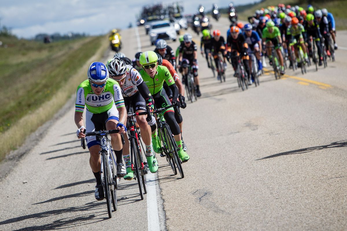 Tanner Putt (UnitedHealthcare) on the front of the field after the stage 2 win in Alberta