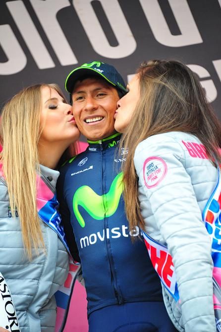 Nairo Quintana (Movistar) celebrates his stage win