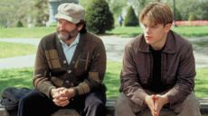 A still from the movie Good Will Hunting of Matt Damon and Robin Williams.