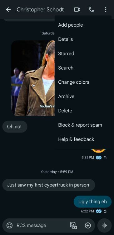 Google messages RCS chat colors