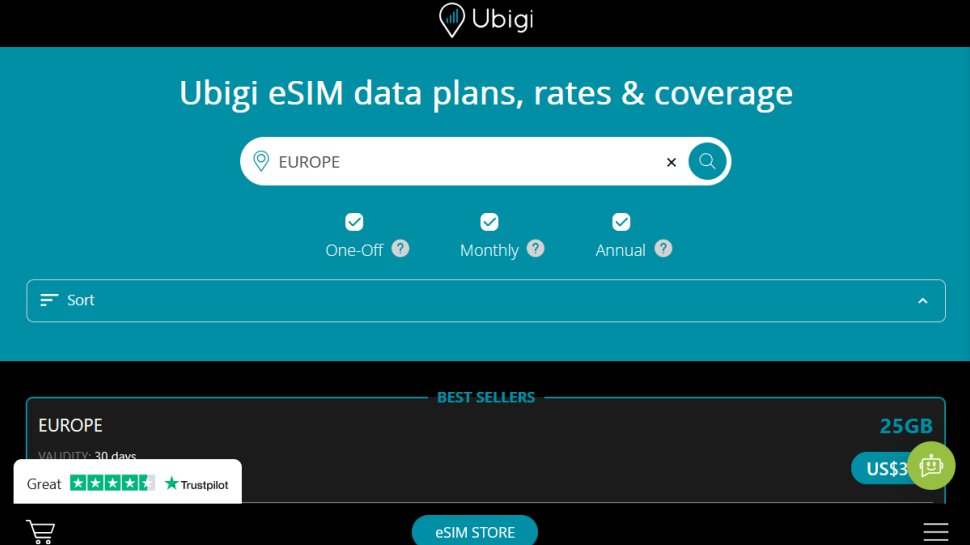 Ubigi website screenshot (February 2026).