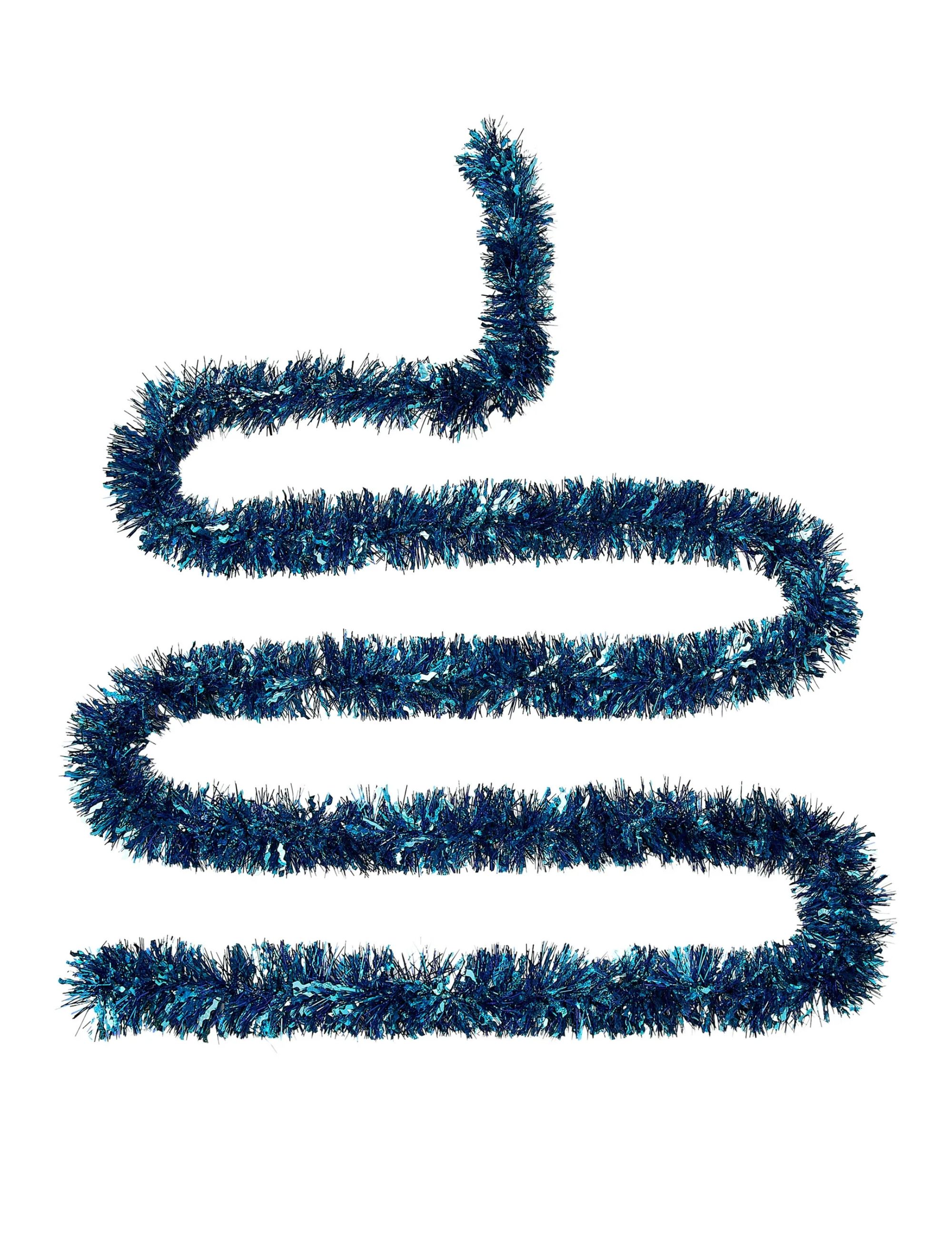 Ice Wiggle With Blue Tinsel Christmas Garland, 12'