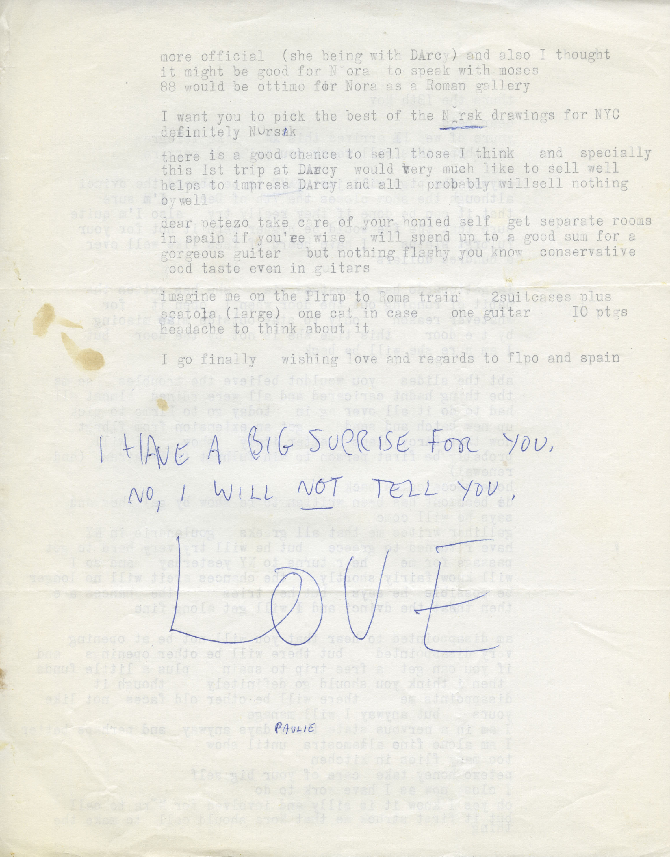 type-written letter with hand-written sign-off