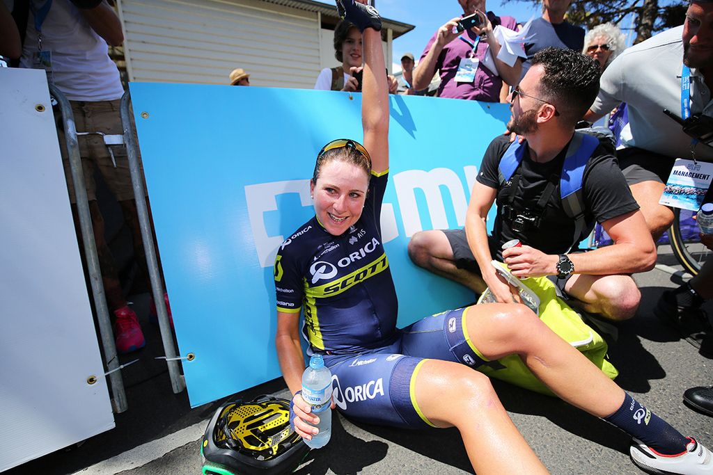 Annemiek van Vleuten (Orica-Scott) after finishing the race