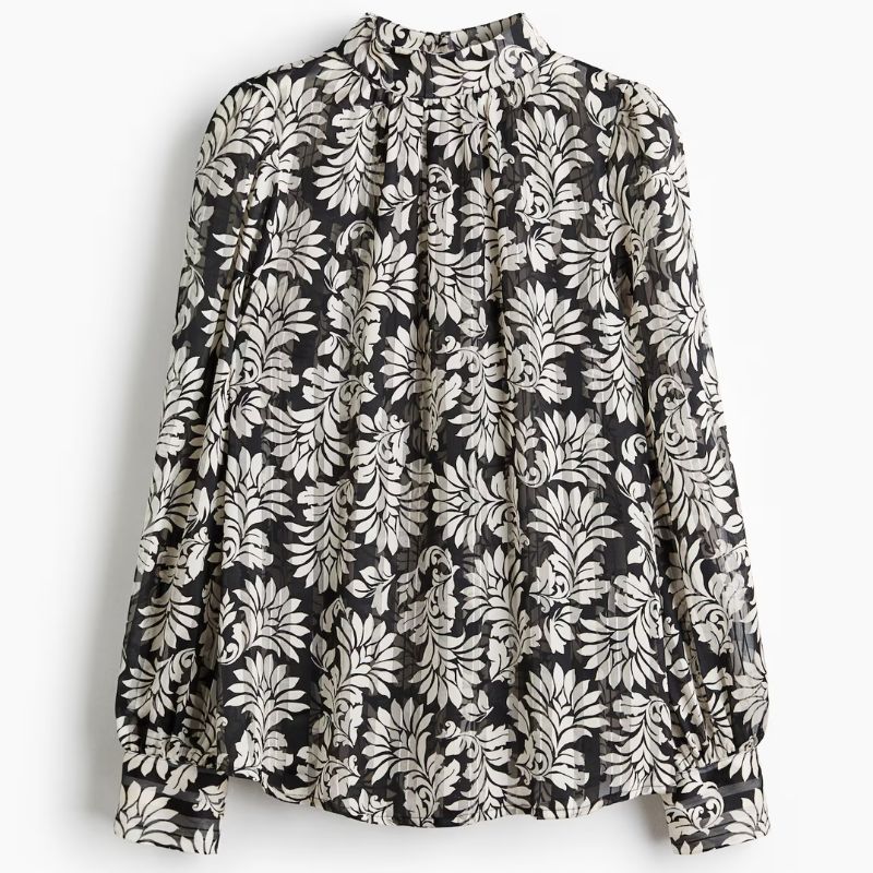 H&amp;amp;M, black and white paisley blouse