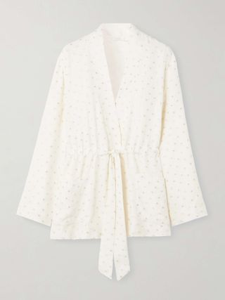 Petillant Belted Embroidered Metallic Silk-Blend Jacquard Robe