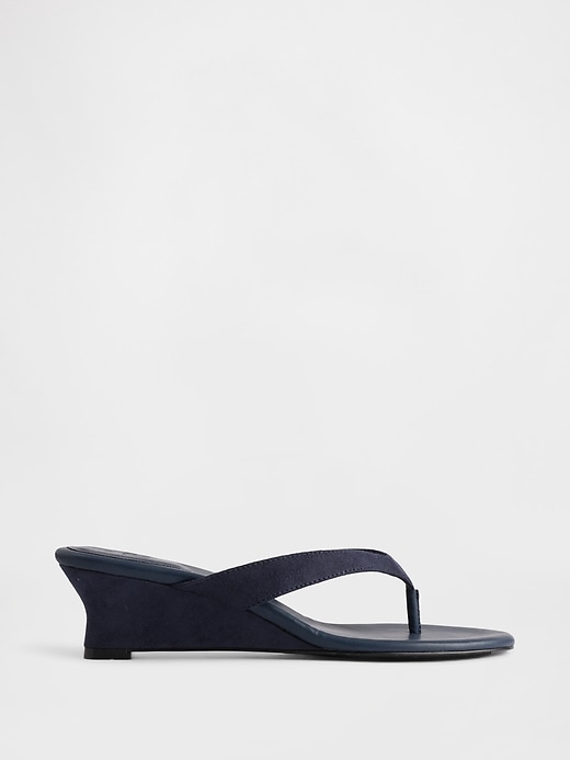 Vegan Leather Wedge Thong Sandals