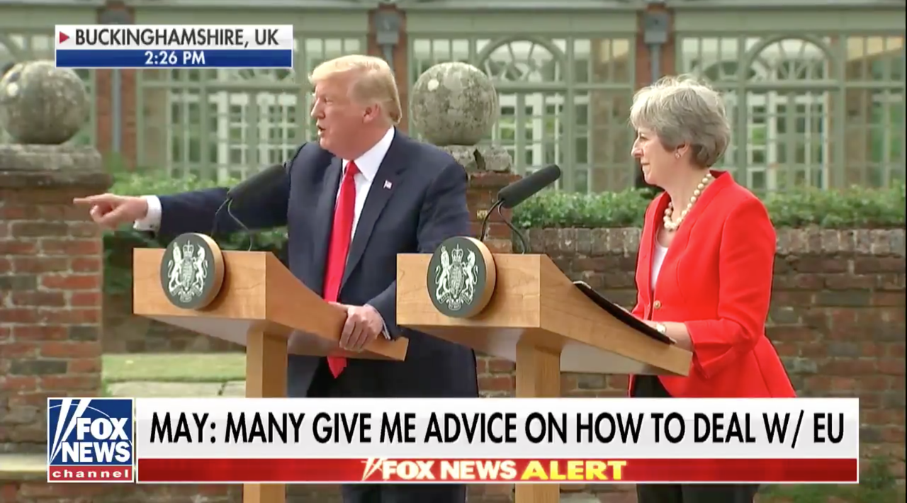 Trump criticizing CNN in England shared by Fox.