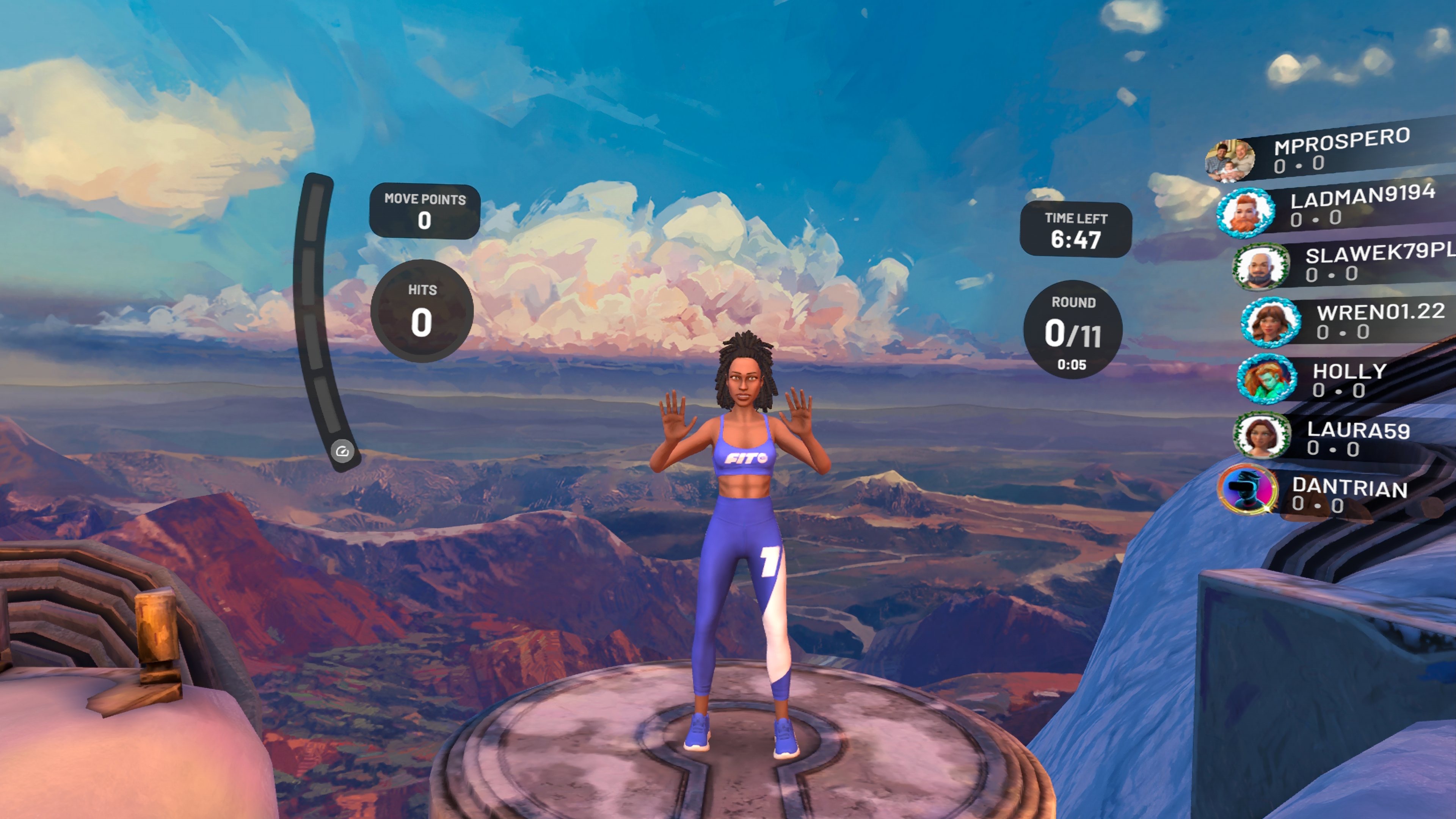 a FitXR workout with a female trainer