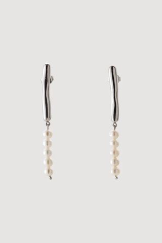 Esra Dandin Line Earrings with Pearls