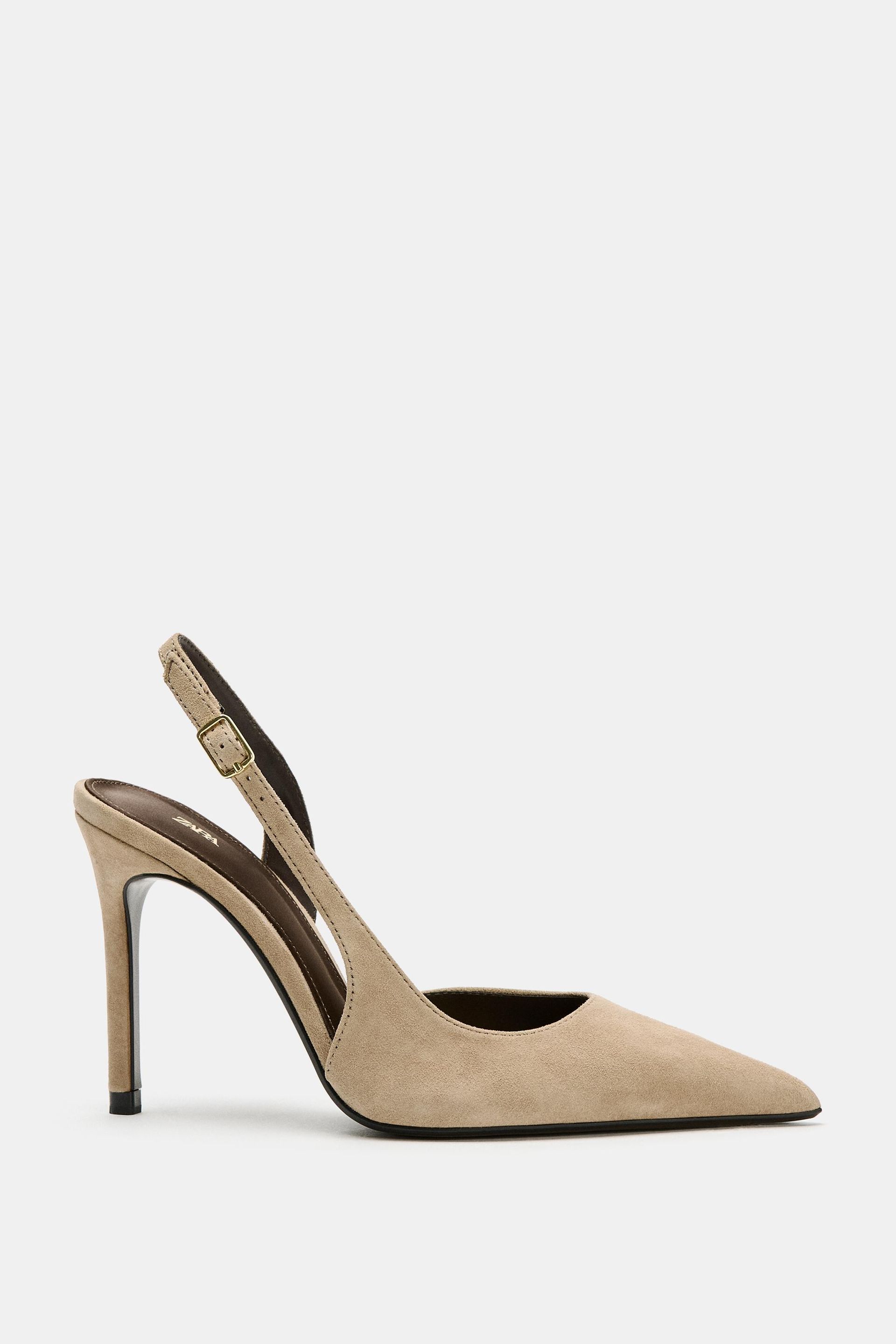 Asymmetric Suede Slingback Shoes