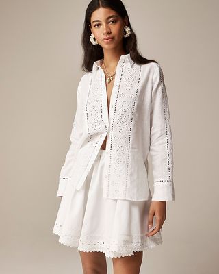 Garçon Classic Shirt in Eyelet Linen