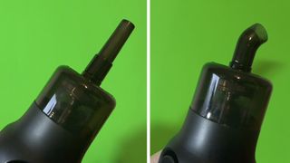 Telesin C40 Portable Smoke Machine straight or curved ends in front of a green screen