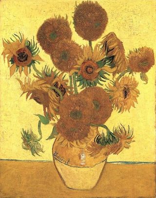 An image of "Vase with Fifteen Sunflowers'' by Vincent van Gogh