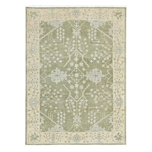 Green patterned rug