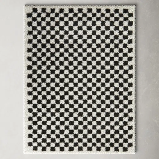 black and white checkerboard area rug