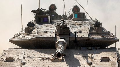 Two soldiers in an Israeli tank