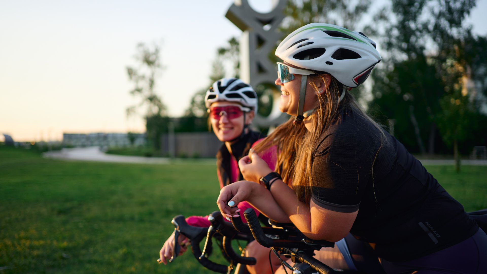 Women riding bikes