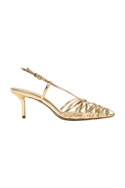 ZARA, Metallic Effect Heeled Slingbacks