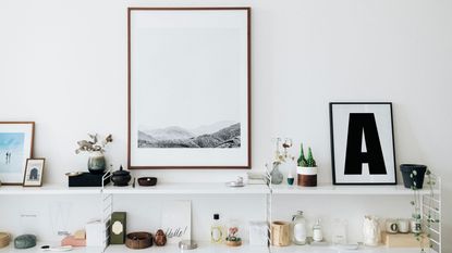 decorate items on shelving and framed print