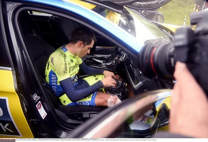 Alberto Contador after his crash