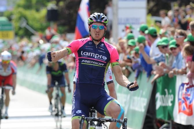 Sacha Modolo celebrates his victory