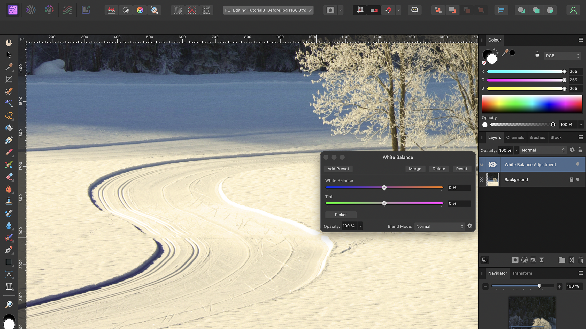 Editing interface of Affinity Photo