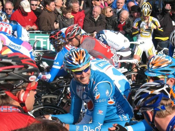 The peloton gathers for the start
