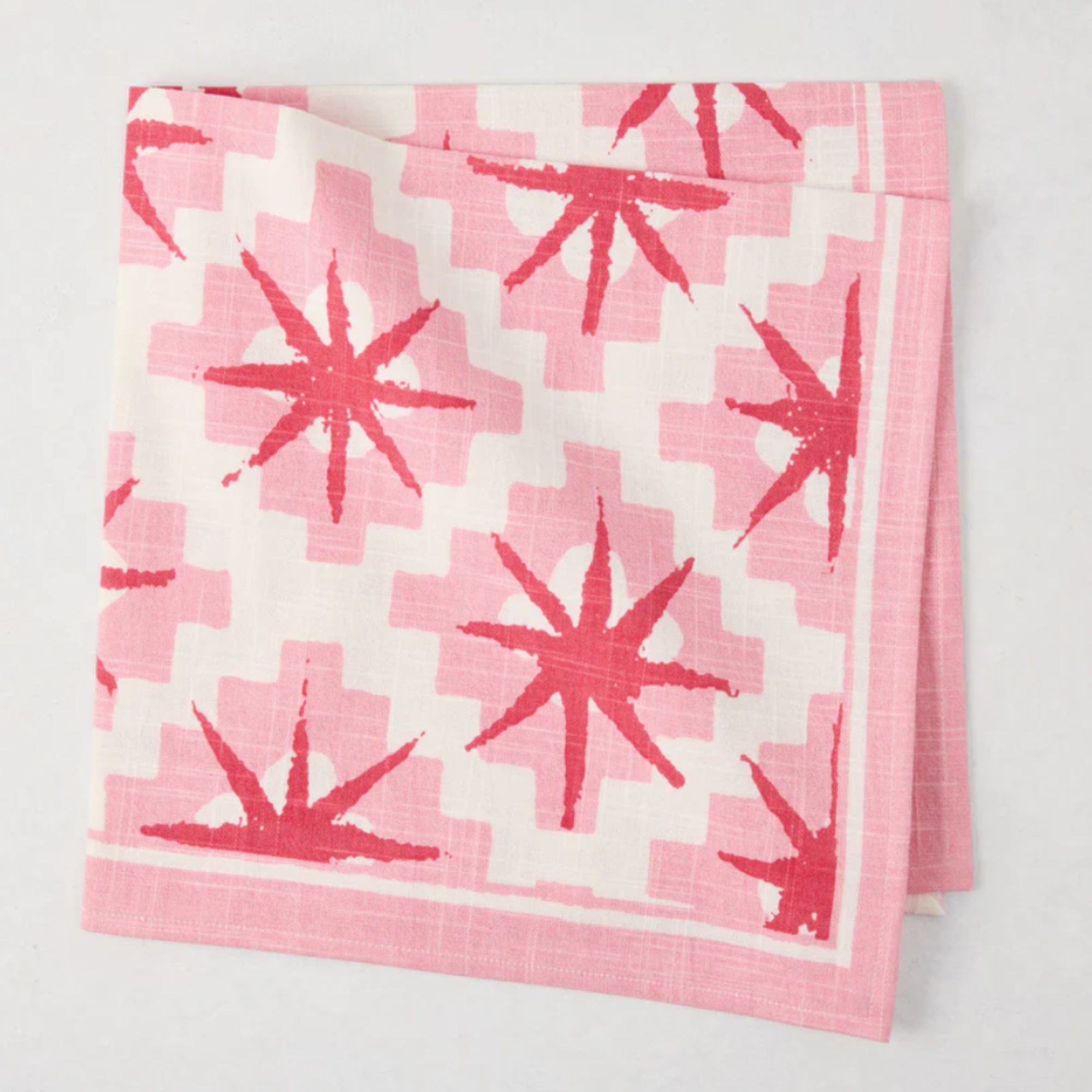 Pink and white star napkin